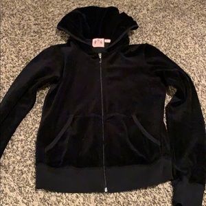 Juicy black velour hoodie small